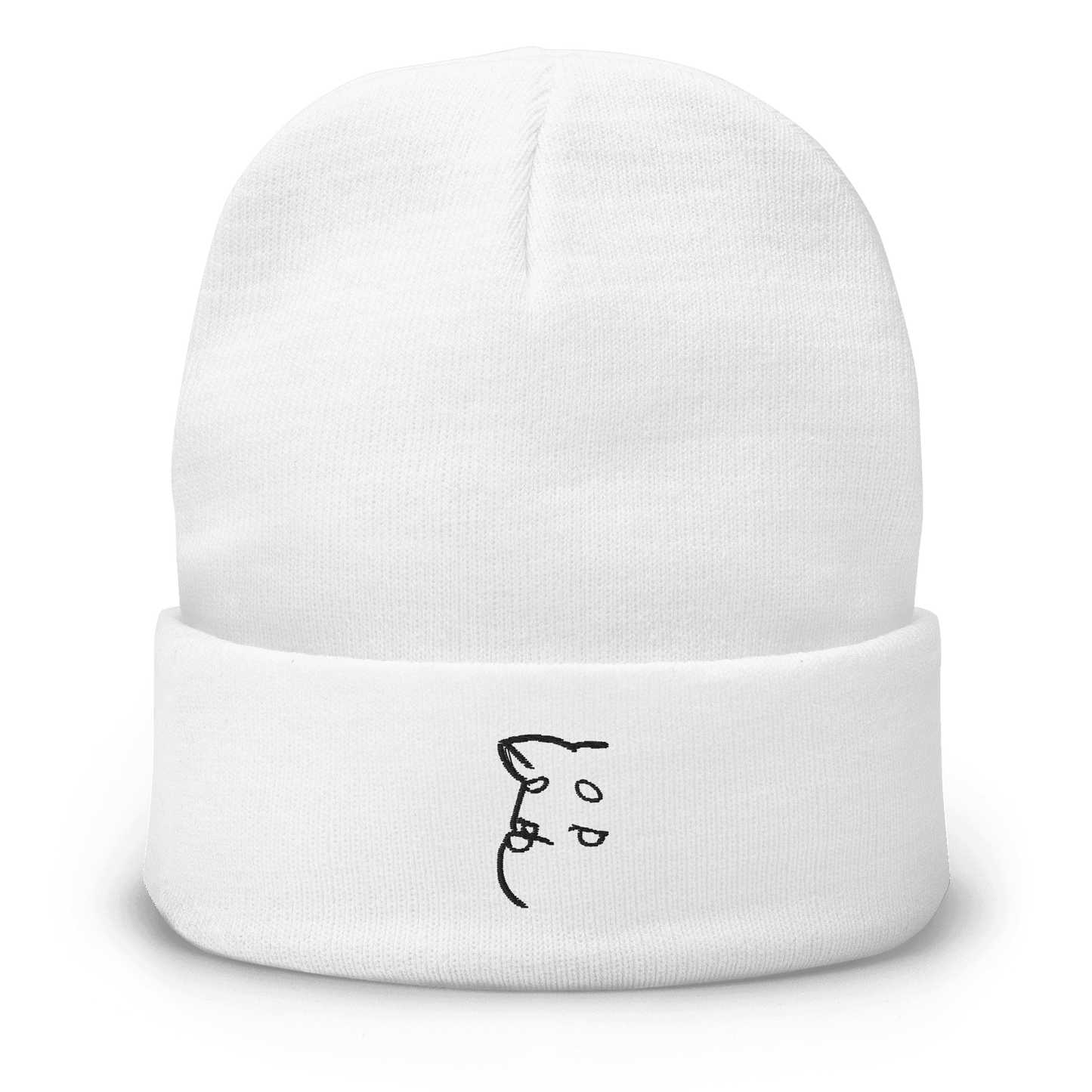Barker's Simple Black Embroidered White Beanie - barkerclothing