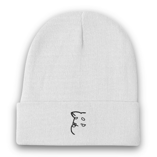 Barker's Simple Black Embroidered White Beanie - barkerclothing