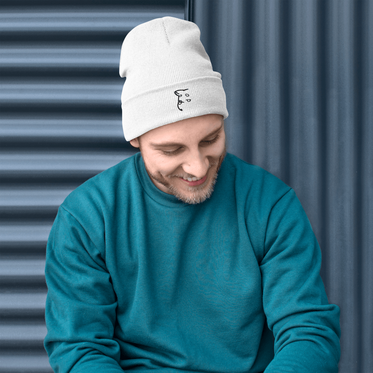 Barker's Simple Black Embroidered White Beanie - barkerclothing
