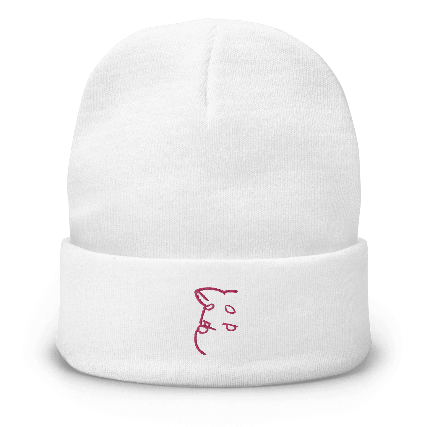 Barker's Simple Pink Embroidered White Beanie - barkerclothing