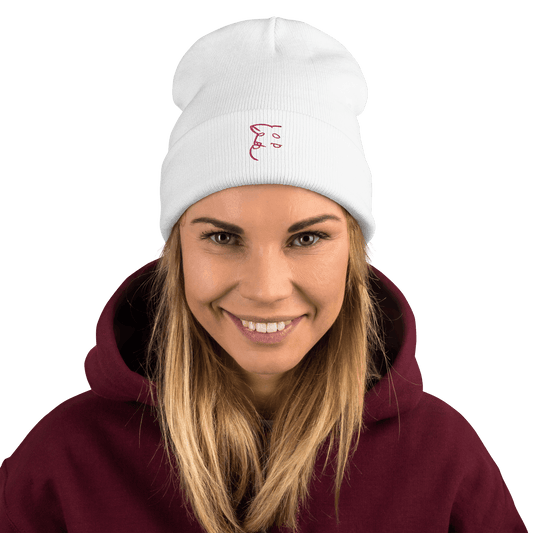 Barker's Simple Pink Embroidered White Beanie - barkerclothing