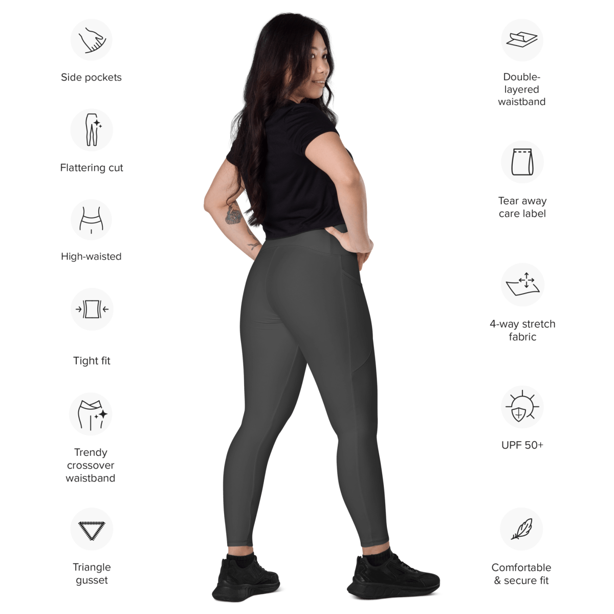 Crossover Leggings with Pockets - barkerclothing