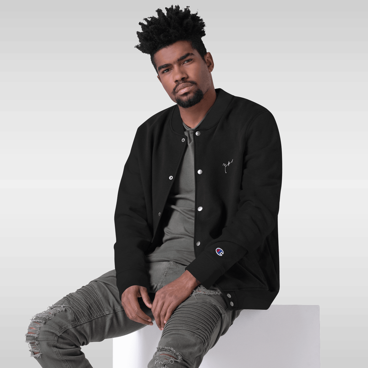 Embroidered 'Signature' Champion Bomber Jacket - barkerclothing