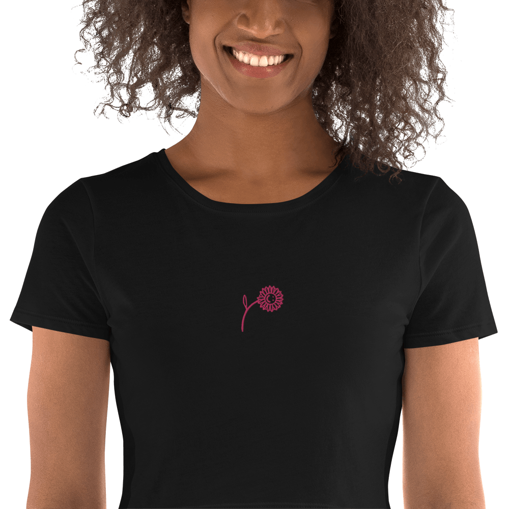 'Happy Pink Sunflower' Crop Top - barkerclothing