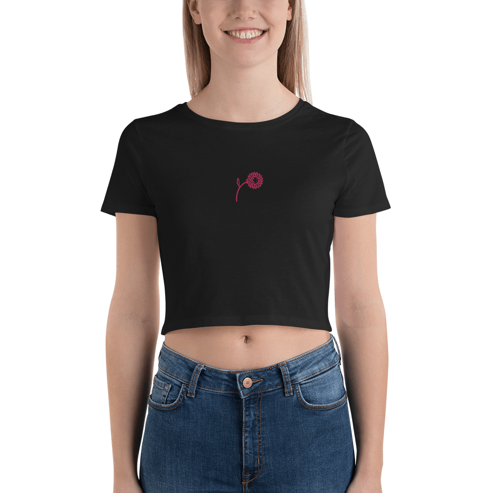 'Happy Pink Sunflower' Crop Top - barkerclothing