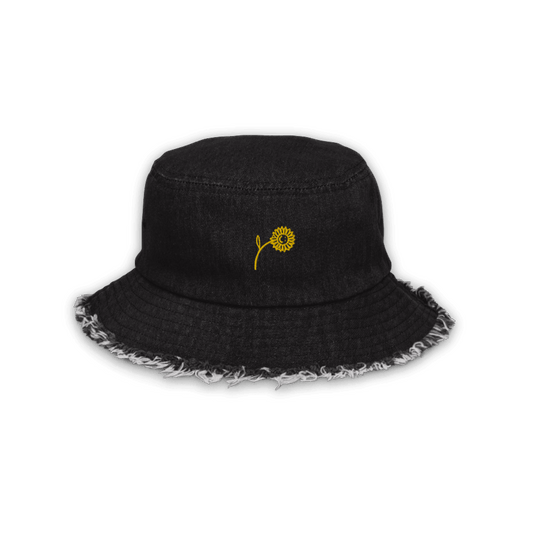 'Happy Sunflower' Denim Bucket Hat - barkerclothing