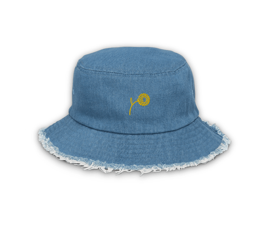 'Happy Sunflower' Denim Bucket Hat - barkerclothing