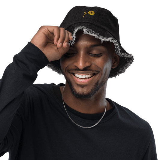 'Happy Sunflower' Denim Bucket Hat - barkerclothing