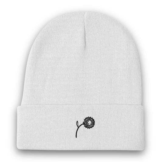 Happy Sunflower Embroidered Beanie - barkerclothing
