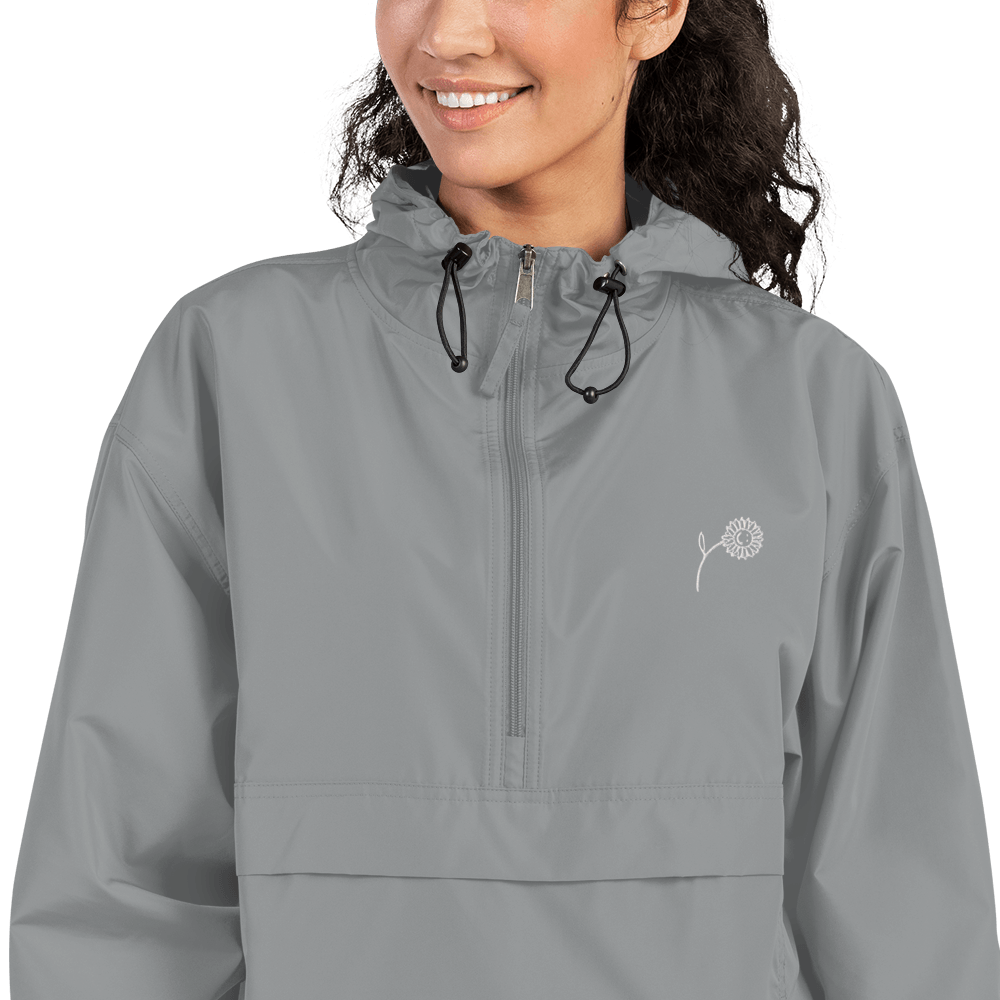 'Happy Sunflower' Embroidered Champion Packable Jacket - barkerclothing