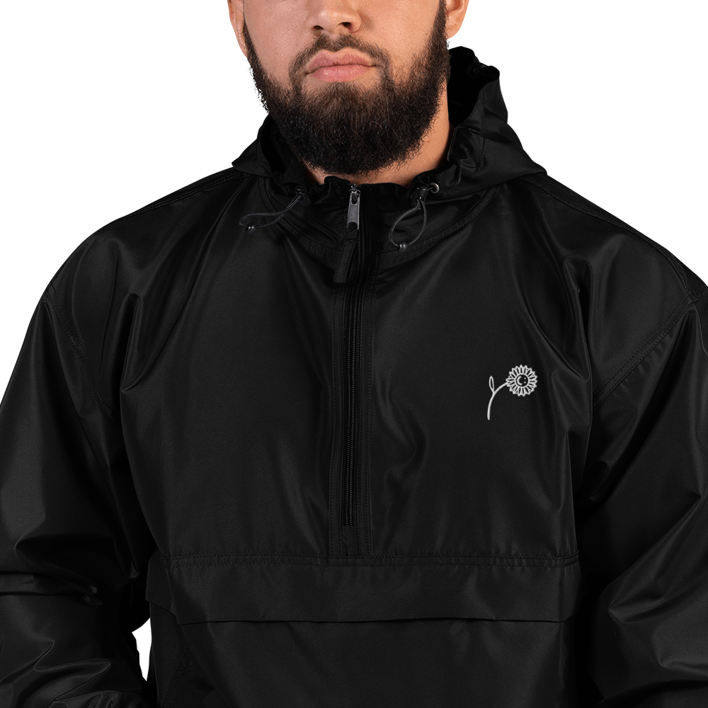 'Happy Sunflower' Embroidered Champion Packable Jacket - barkerclothing