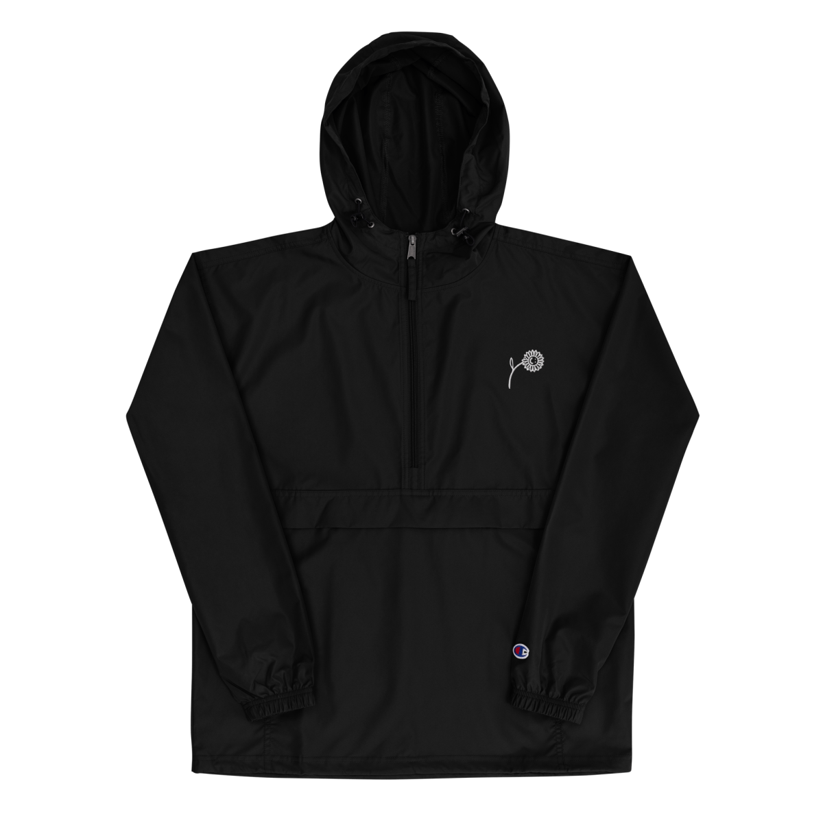 'Happy Sunflower' Embroidered Champion Packable Jacket - barkerclothing