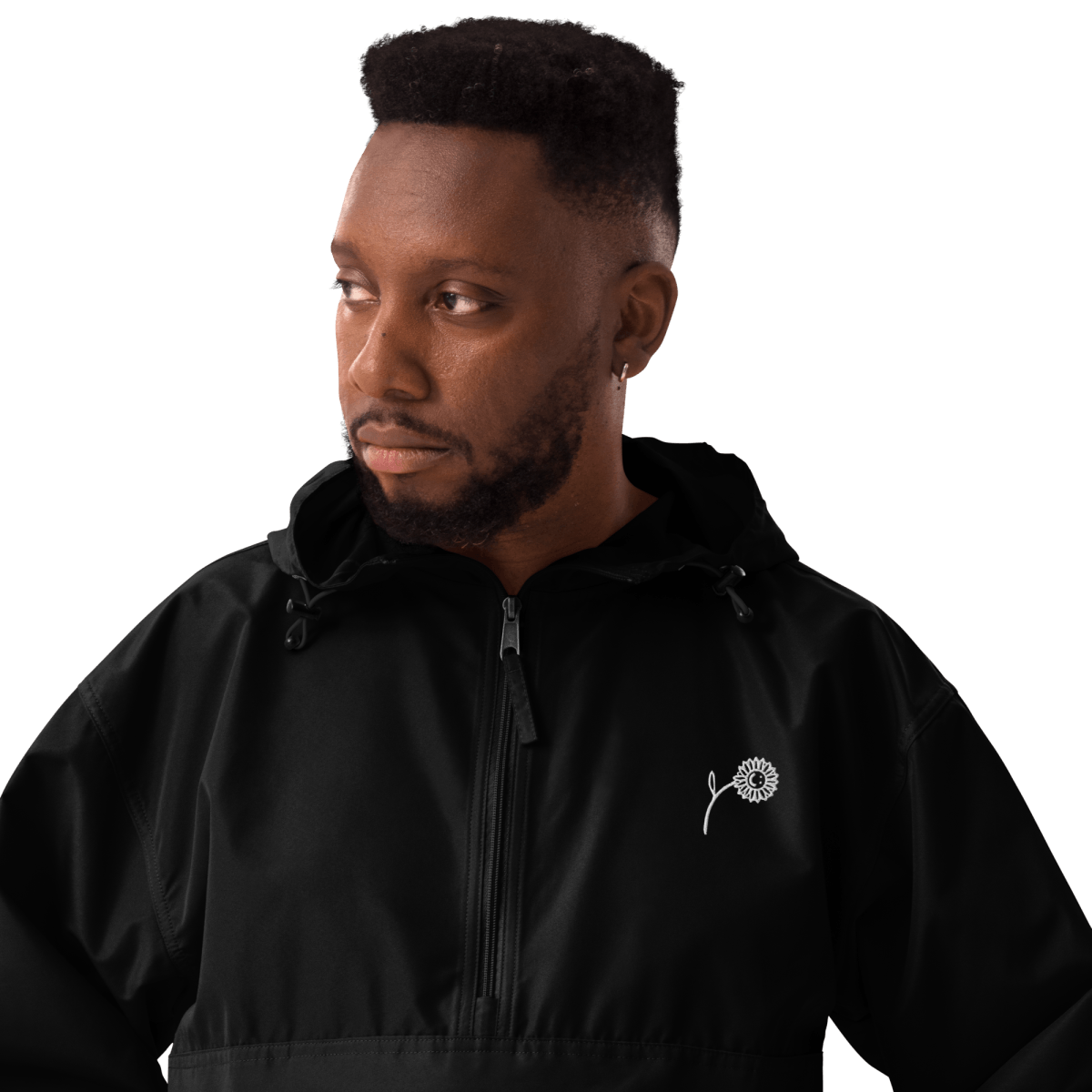 'Happy Sunflower' Embroidered Champion Packable Jacket - barkerclothing