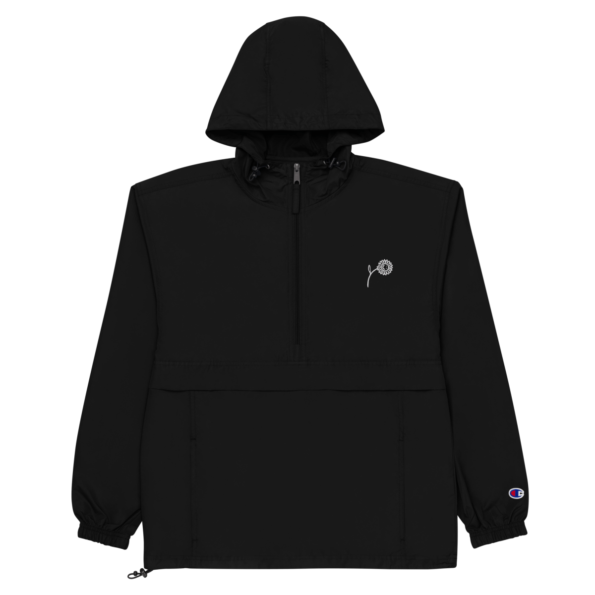 'Happy Sunflower' Embroidered Champion Packable Jacket - barkerclothing