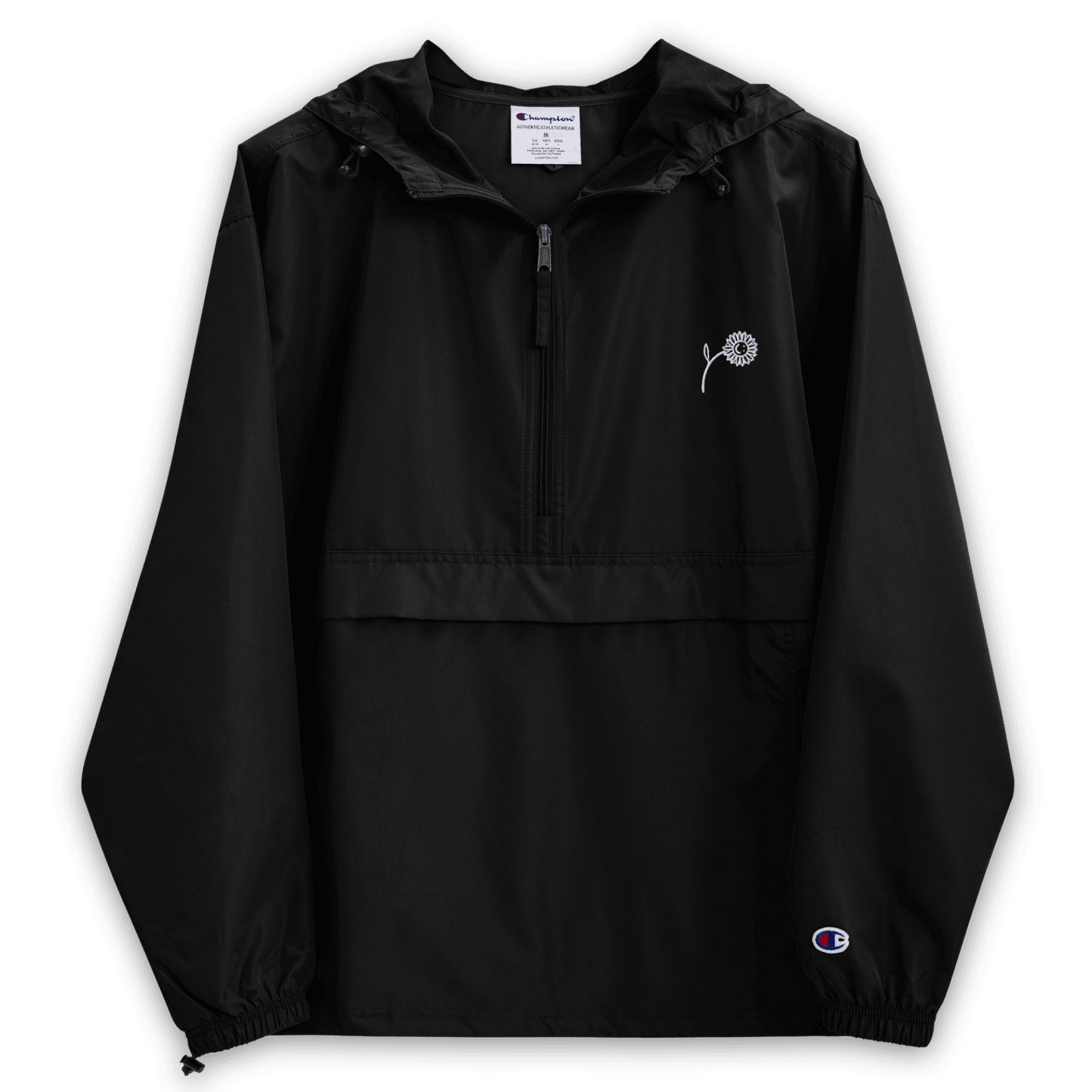 'Happy Sunflower' Embroidered Champion Packable Jacket - barkerclothing