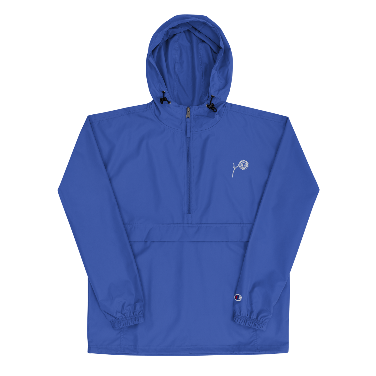'Happy Sunflower' Embroidered Champion Packable Jacket - barkerclothing