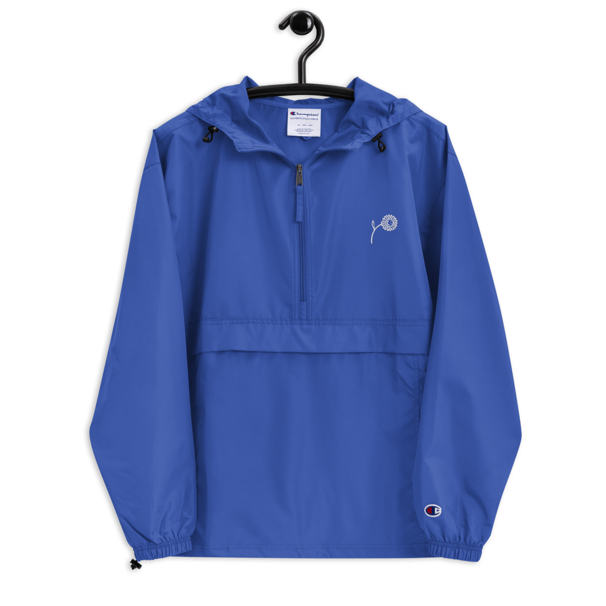 'Happy Sunflower' Embroidered Champion Packable Jacket - barkerclothing