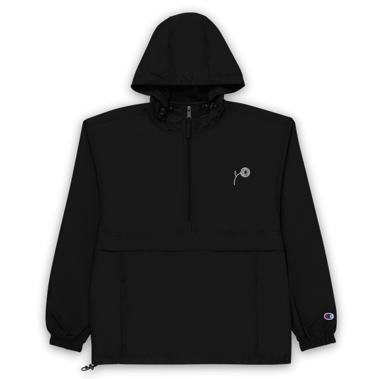 'Happy Sunflower' Embroidered Champion Packable Jacket - barkerclothing