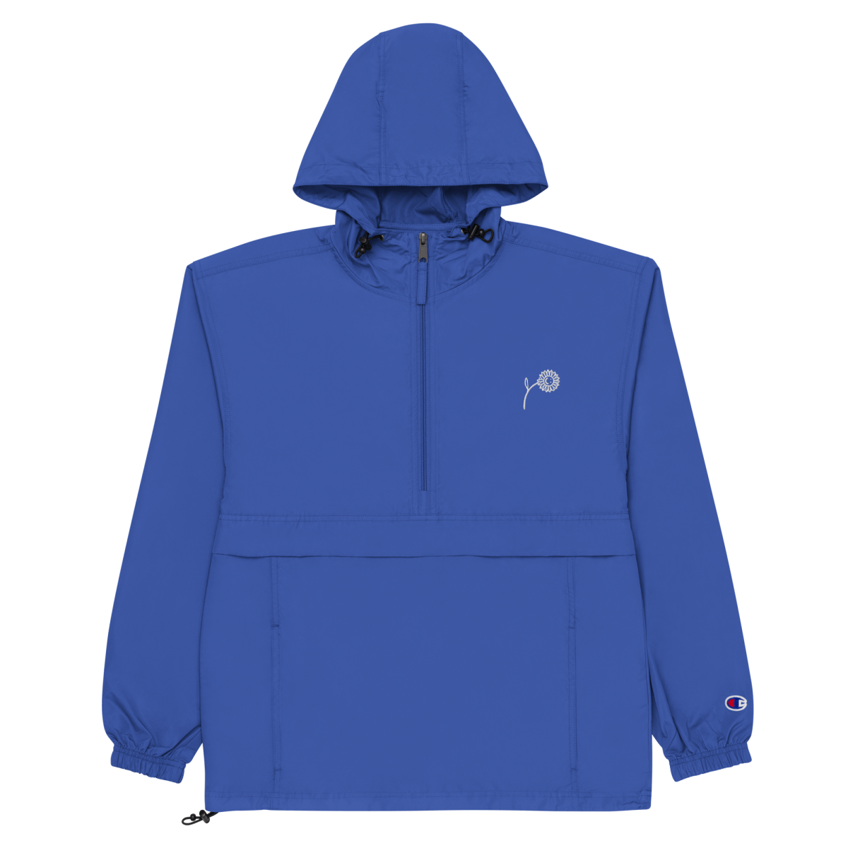 'Happy Sunflower' Embroidered Champion Packable Jacket - barkerclothing