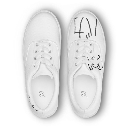 Ladies Signature Scribble Lace-up Canvas Shoes - barkerclothing