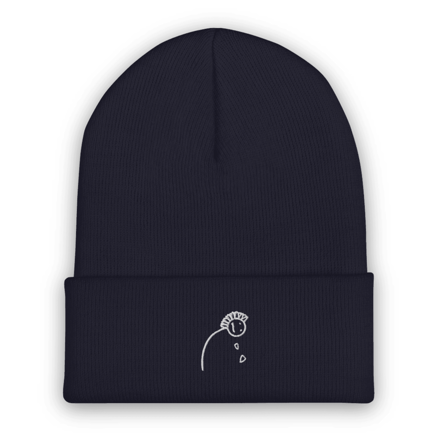 'Loves Me, Loves Me Not' White Embroidered Cuffed Beanie - barkerclothing