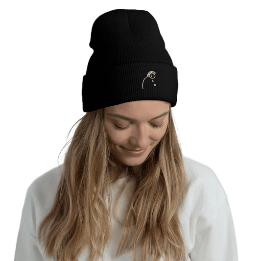 'Loves Me, Loves Me Not' White Embroidered Cuffed Beanie - barkerclothing