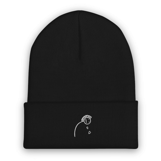 'Loves Me, Loves Me Not' White Embroidered Cuffed Beanie - barkerclothing