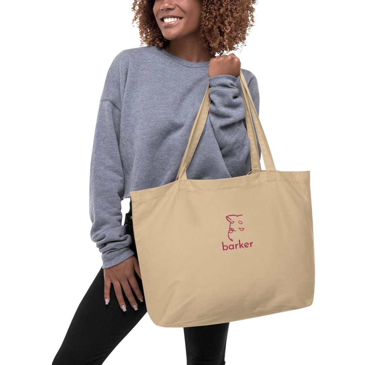Organic Tote Bag (Pink Embroidery) - barkerclothing
