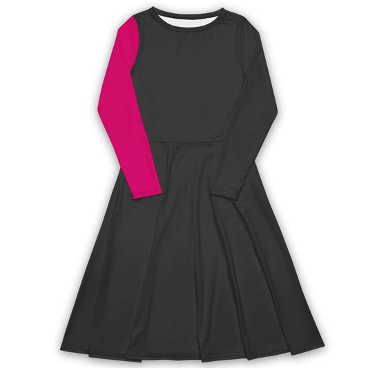 'Polychromatic' Long Sleeve Midi Dress - barkerclothing