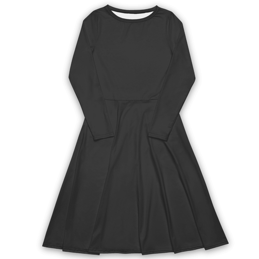 'Solid Grey' Long Sleeve Midi Dress - barkerclothing