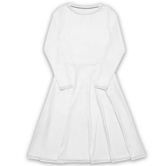 'Solid White' Long Sleeve Midi Dress - barkerclothing