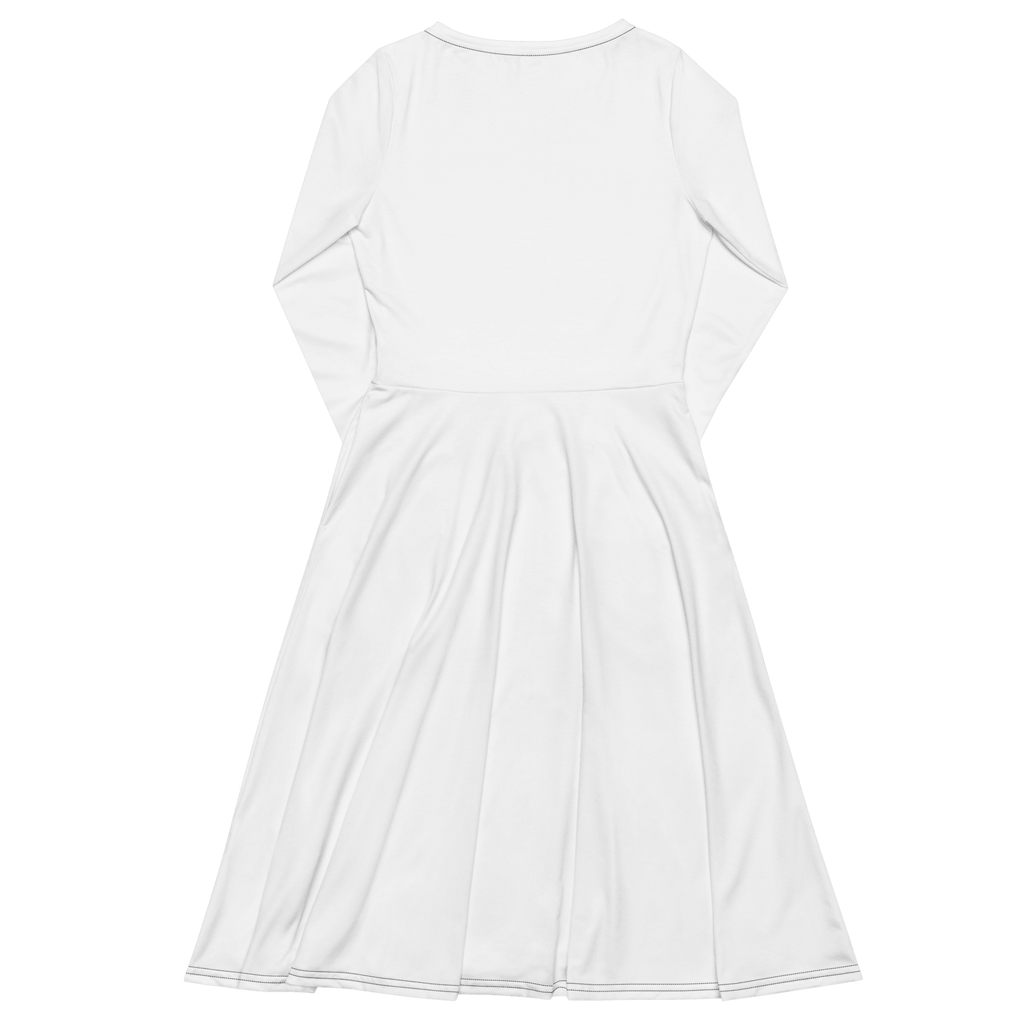 'Solid White' Long Sleeve Midi Dress - barkerclothing
