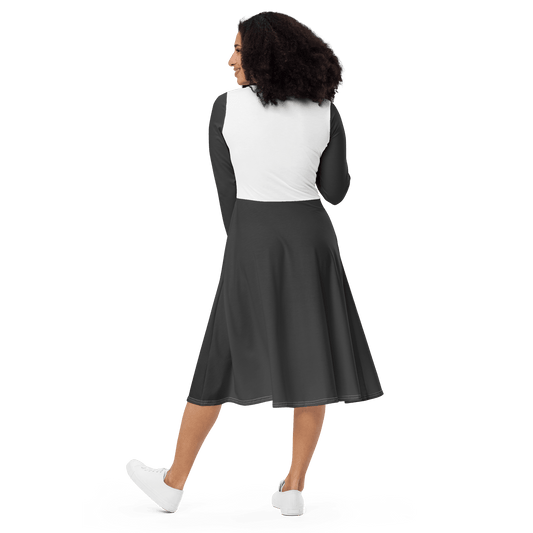'Two Tone' Long Sleeve Midi Dress - barkerclothing
