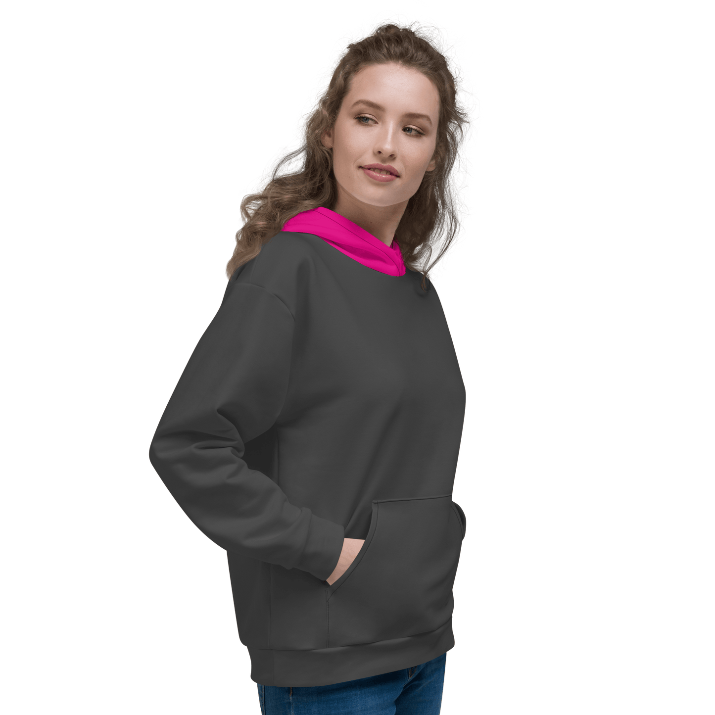 Unisex 'Pink Hooded' Hoodie (Grey) - barkerclothing