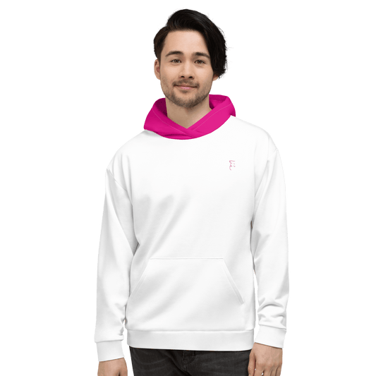 Unisex 'Simply Barker' Pink Hooded Hoodie (White) - barkerclothing