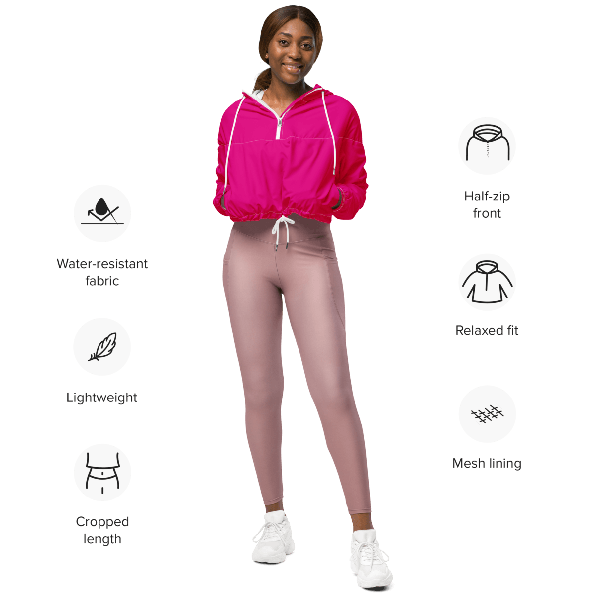 Women’s Cropped Windbreaker (Pink) - barkerclothing